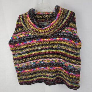 ANTHROPOLOGIE Womens M/L Piera Multicolor Knit Turtleneck Poncho Sweater